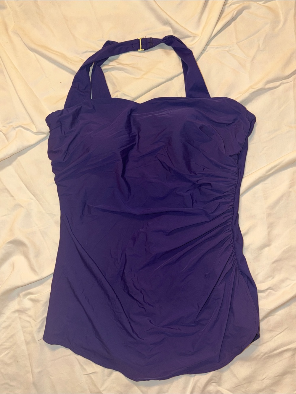 Lands' End Purple Halter One-Piece Swimsuit
